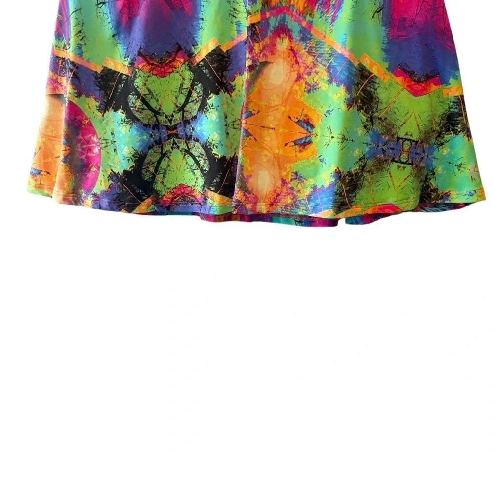 Dona Jo JoJo Skort Womens Size 1 Multi Color Psychedelic Print Tennis Golf Skirt